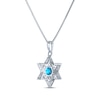 Thumbnail Image 3 of Round-Cut Blue Topaz & White Lab-Created Sapphire Star of David Necklace Sterling Silver 18&quot;