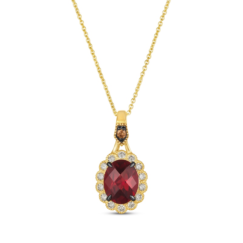Le Vian Garnet Necklace 1/4 ct tw Diamonds 14K Honey Gold 20”