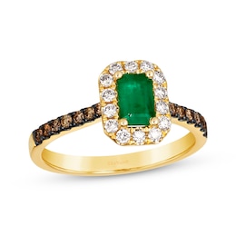 Le Vian Emerald Ring 3/8 ct tw Diamonds 14K Honey Gold