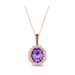 Le Vian Amethyst Scalloped Necklace 1/3 ct tw Diamonds 14K Strawberry Gold 20”