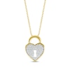 Thumbnail Image 1 of Round-Cut Diamond Heart Lock Necklace 1/5 ct tw 10K Yellow Gold 18”