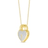 Thumbnail Image 2 of Round-Cut Diamond Heart Lock Necklace 1/5 ct tw 10K Yellow Gold 18”