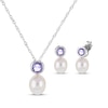 Thumbnail Image 1 of Cultured Pearl & Amethyst Bezel Gift Set Sterling Silver