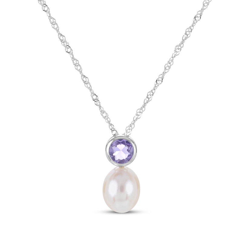 Main Image 2 of Cultured Pearl & Amethyst Bezel Gift Set Sterling Silver