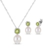 Thumbnail Image 0 of Cultured Pearl & Peridot Bezel Gift Set Sterling Silver