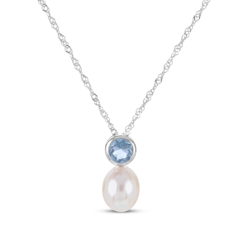 Cultured Pearl & Sky Blue Topaz Bezel Gift Set Sterling Silver | Kay Outlet