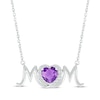 Thumbnail Image 1 of Heart-Shaped Amethyst & White Lab-Created Sapphire &quot;Mom&quot; Necklace Sterling Silver 18”