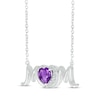 Thumbnail Image 2 of Heart-Shaped Amethyst & White Lab-Created Sapphire &quot;Mom&quot; Necklace Sterling Silver 18”