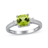 Thumbnail Image 1 of Cushion-Cut Peridot & Diamond Ring 1/10 ct tw Sterling Silver