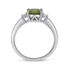 Thumbnail Image 2 of Cushion-Cut Peridot & Diamond Ring 1/10 ct tw Sterling Silver