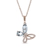 Thumbnail Image 1 of Marquise & Pear-Shaped Aquamarine, Diamond Tilted Butterfly Necklace 1/8 ct tw 10K Rose Gold 18&quot;