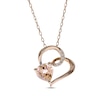 Thumbnail Image 1 of Heart-Shaped Morganite & Diamond Accent Necklace 10K Rose Gold 18&quot;