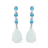 Thumbnail Image 0 of Pear-Shaped Lab-Created Opal, Swiss Blue Topaz & White Topaz Drop Earrings Sterling Silver