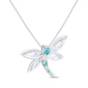 Thumbnail Image 2 of Swiss Blue Topaz, Lab-Created Opal & Diamond Accent Dragonfly Necklace Sterling Silver 18”