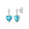 Thumbnail Image 1 of Heart-Shaped Swiss Blue Topaz & White Lab-Created Sapphire Dangle Earrings Sterling Silver