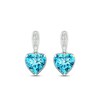 Thumbnail Image 2 of Heart-Shaped Swiss Blue Topaz & White Lab-Created Sapphire Dangle Earrings Sterling Silver