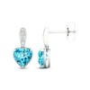 Thumbnail Image 3 of Heart-Shaped Swiss Blue Topaz & White Lab-Created Sapphire Dangle Earrings Sterling Silver