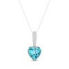 Thumbnail Image 1 of Heart-Shaped Swiss Blue Topaz & White Lab-Created Sapphire Necklace Sterling Silver 18&quot;