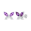 Thumbnail Image 1 of Marquise-Cut Amethyst & Diamond Butterfly Earrings 1/20 ct tw Sterling Silver