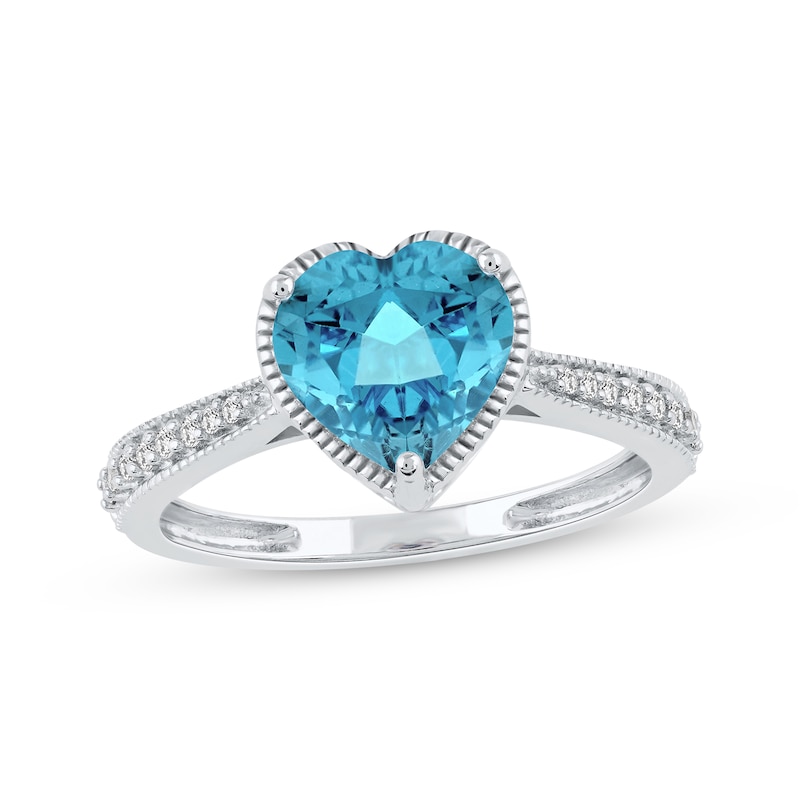 Heart-Shaped Swiss Blue Topaz & White Lab-Created Sapphire Ring ...