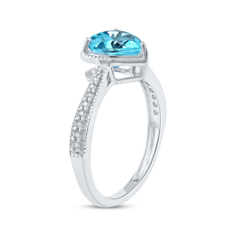 Heart-Shaped Swiss Blue Topaz & White Lab-Created Sapphire Ring ...
