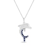 Thumbnail Image 0 of London Blue Topaz & White Lab-Created Sapphire Dolphin Necklace Sterling Silver 18"