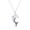 Thumbnail Image 1 of London Blue Topaz & White Lab-Created Sapphire Dolphin Necklace Sterling Silver 18"