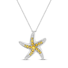 Citrine & White Lab-Created Sapphire Starfish Necklace Sterling Silver