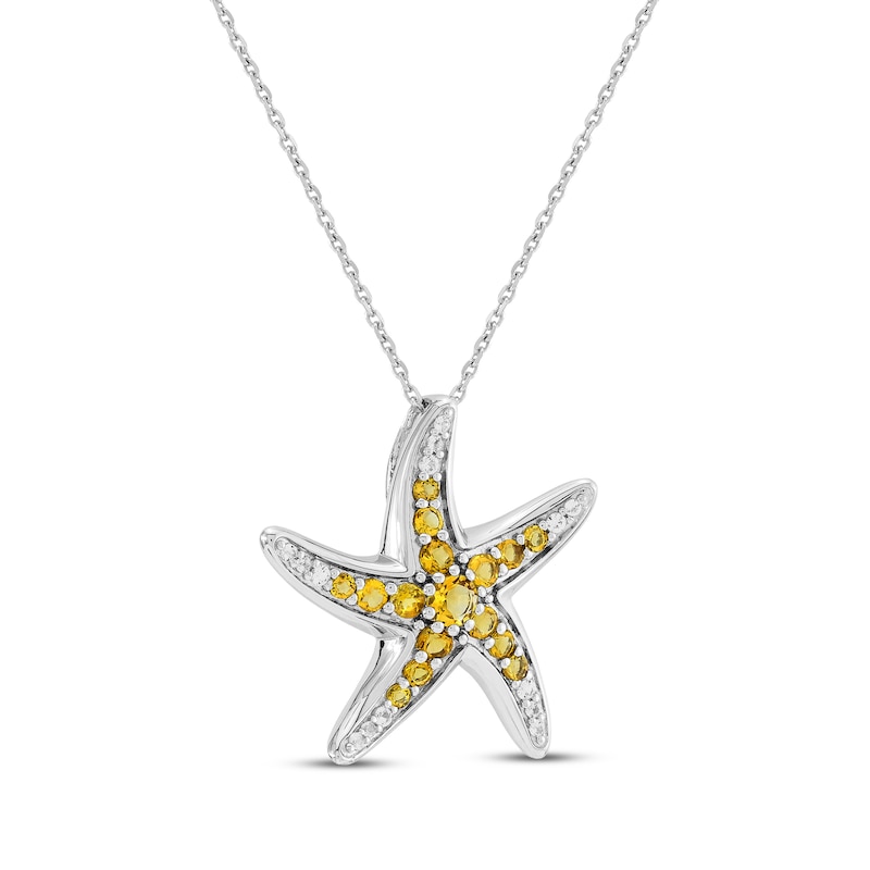 Main Image 2 of Citrine & White Lab-Created Sapphire Starfish Necklace Sterling Silver