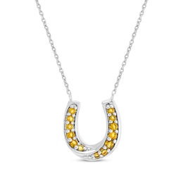 Citrine Horseshoe Necklace Sterling Silver 18&quot;