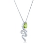 Thumbnail Image 2 of Pear-Shaped Peridot & White Lab-Created Sapphire Snake Necklace Sterling Silver 18&quot;