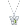 Thumbnail Image 2 of Marquise-Cut Peridot & White Lab-Created Sapphire Butterfly Necklace Sterling Silver 18&quot;