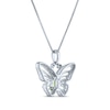 Thumbnail Image 3 of Marquise-Cut Peridot & White Lab-Created Sapphire Butterfly Necklace Sterling Silver 18&quot;