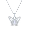 Thumbnail Image 1 of Marquise-Cut Lab-Created Opal & White Lab-Created Sapphire Butterfly Necklace Sterling Silver 18&quot;