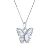 Thumbnail Image 2 of Marquise-Cut Lab-Created Opal & White Lab-Created Sapphire Butterfly Necklace Sterling Silver 18&quot;