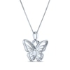 Thumbnail Image 3 of Marquise-Cut Lab-Created Opal & White Lab-Created Sapphire Butterfly Necklace Sterling Silver 18&quot;