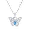 Thumbnail Image 1 of Marquise-Cut Swiss Blue Topaz & White Lab-Created Sapphire Butterfly Necklace Sterling Silver 18&quot;