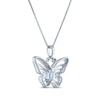 Thumbnail Image 3 of Marquise-Cut Swiss Blue Topaz & White Lab-Created Sapphire Butterfly Necklace Sterling Silver 18&quot;