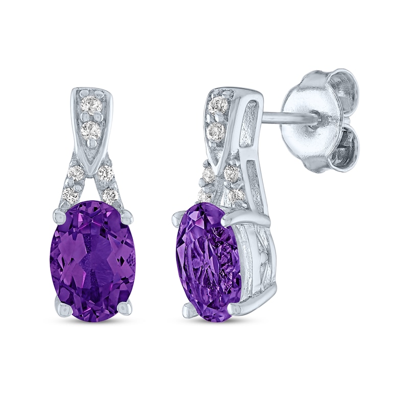 Main Image 4 of Oval-Cut Amethyst & White Lab-Created Sapphire Gift Set Sterling Silver