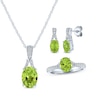 Thumbnail Image 1 of Oval-Cut Peridot & White Lab-Created Sapphire Gift Set Sterling Silver