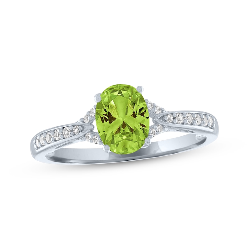 Main Image 3 of Oval-Cut Peridot & White Lab-Created Sapphire Gift Set Sterling Silver