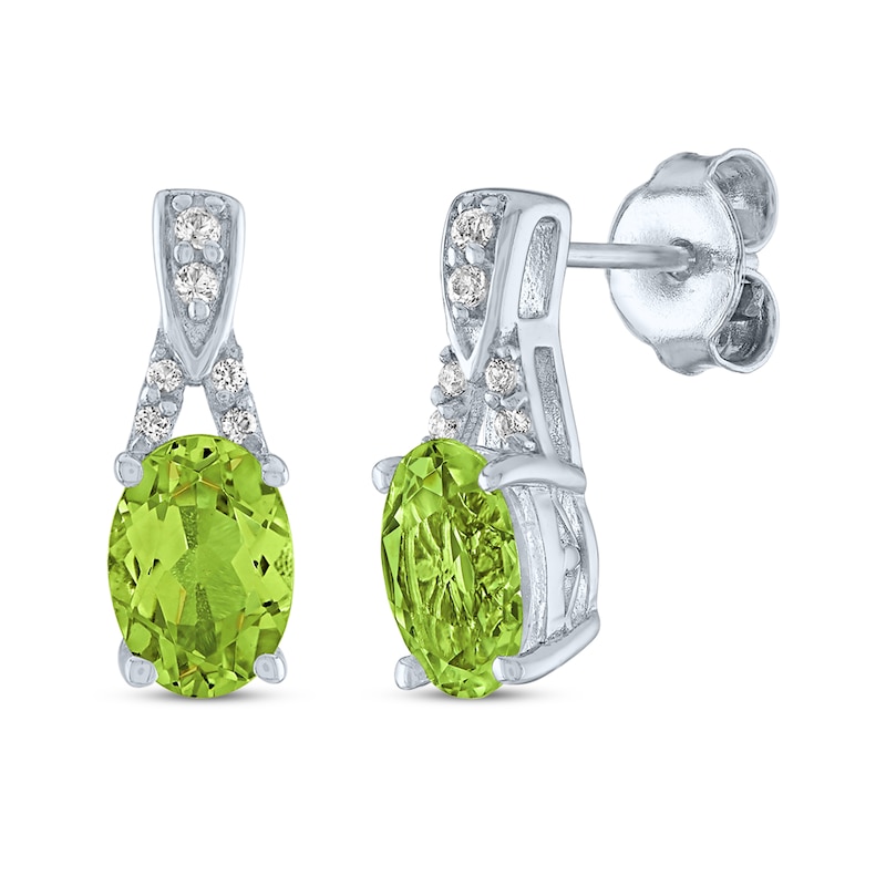 Main Image 4 of Oval-Cut Peridot & White Lab-Created Sapphire Gift Set Sterling Silver