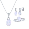 Thumbnail Image 0 of Oval-Cut Lab-Created Opal & White Lab-Created Sapphire Gift Set Sterling Silver