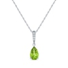 Thumbnail Image 2 of Pear-Shaped Peridot & White Lab-Created Sapphire Gift Set Sterling Silver - Size 7