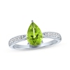 Thumbnail Image 3 of Pear-Shaped Peridot & White Lab-Created Sapphire Gift Set Sterling Silver - Size 7