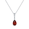 Thumbnail Image 2 of Pear-Shaped Garnet & White Lab-Created Sapphire Gift Set Sterling Silver - Size 7