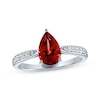 Thumbnail Image 3 of Pear-Shaped Garnet & White Lab-Created Sapphire Gift Set Sterling Silver - Size 7