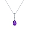 Thumbnail Image 1 of Pear-Shaped Amethyst & White Lab-Created Sapphire Gift Set Sterling Silver - Size 7