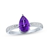 Thumbnail Image 2 of Pear-Shaped Amethyst & White Lab-Created Sapphire Gift Set Sterling Silver - Size 7