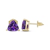 Thumbnail Image 1 of Trillion-Cut Amethyst Solitaire Stud Earrings 10K Yellow Gold